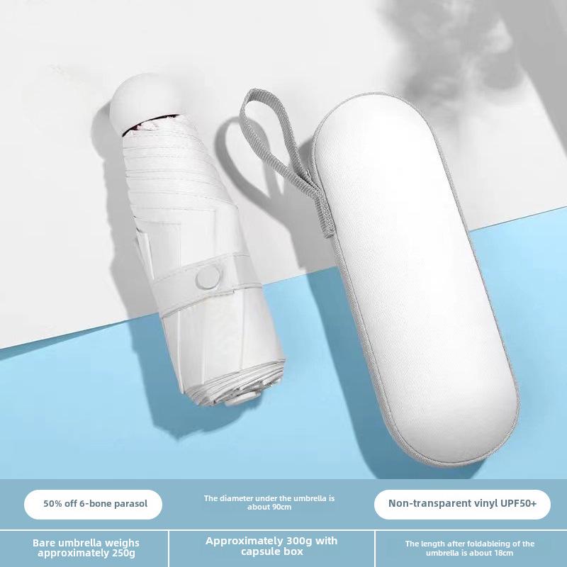 Compact Dual-Use Capsule Umbrella: Portable, Foldable, Lightweight, Sun & Rain Protection