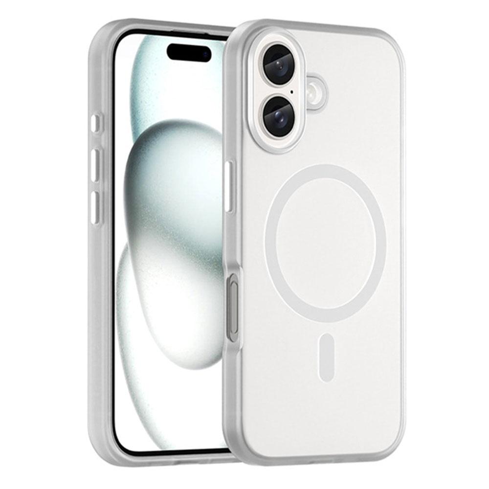 

For iPhone 16 Plus Case Compatible with MagSafe Skin-Touch PC+TPU Matte Phone Cover White