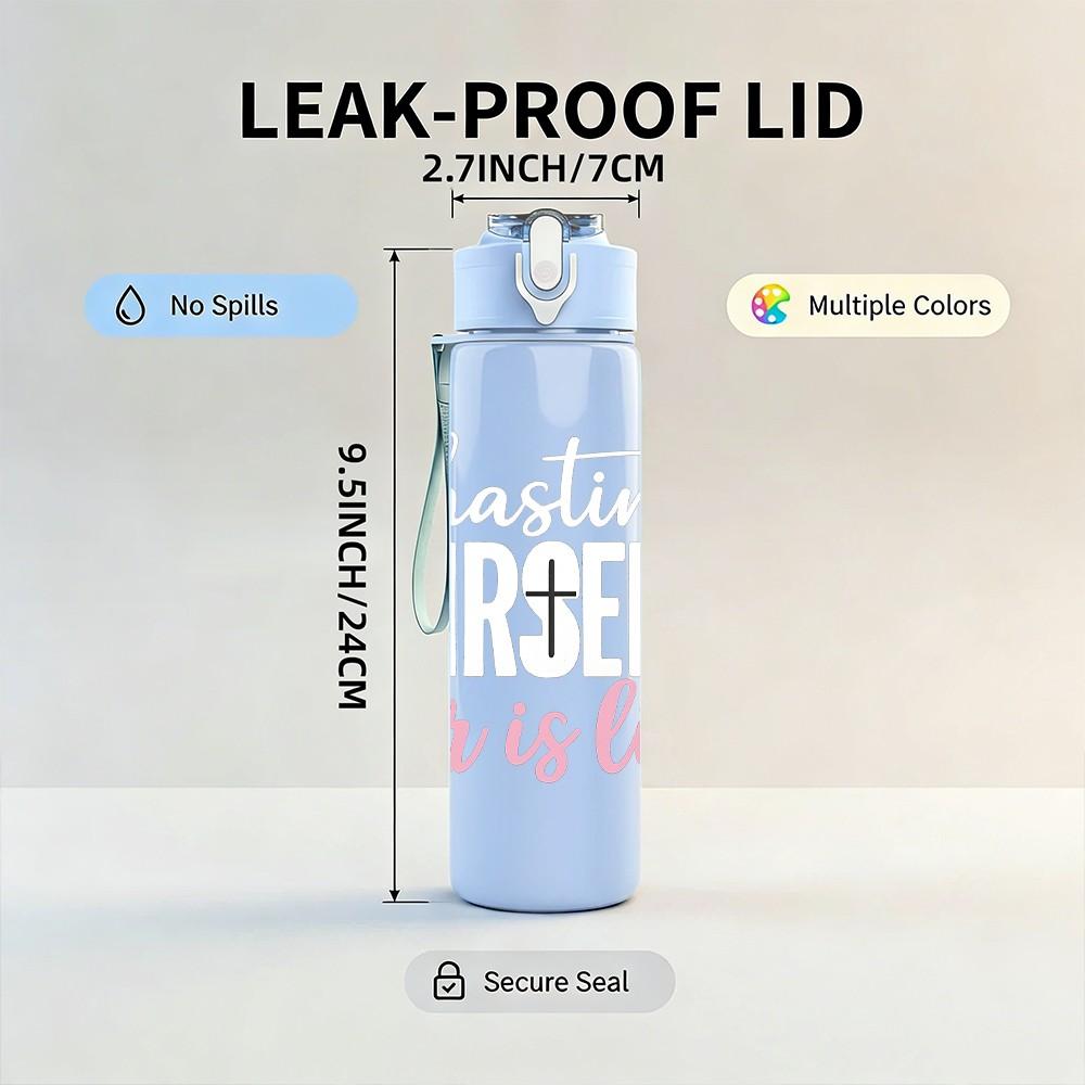 1PC Faith Cross Sentimental Letter 750ml Color Plastic Sports Water Bottle Leakproof Flip Straw Lid For Sports Office Home Use