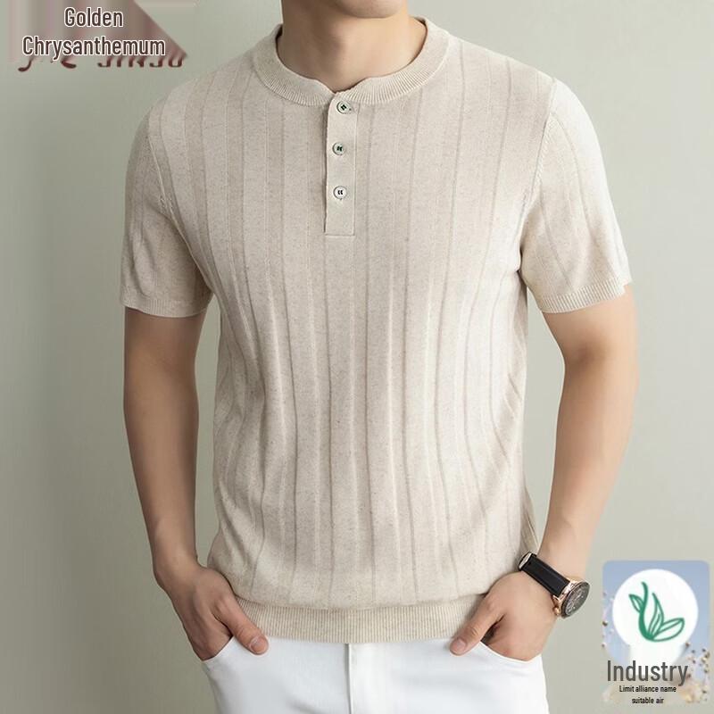 Men s Casual Linen Blend Round Neck T-Shirt L