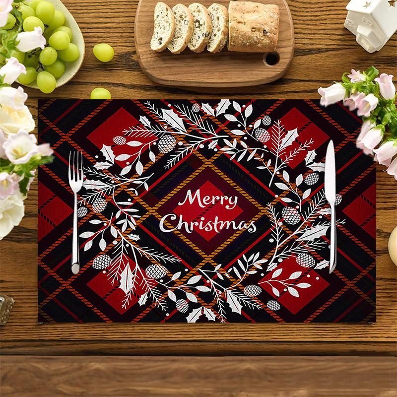 Jolly Christmas Linen Placemats - Stain-Proof, Heat-Resistant Holiday Table Decor