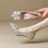 Premium Sense Main Wedding Dress Wedding Shoes Spring and Summer Women's New Bridal Shoes Crystal Wedding High Heels Gold Sequined Shoes
