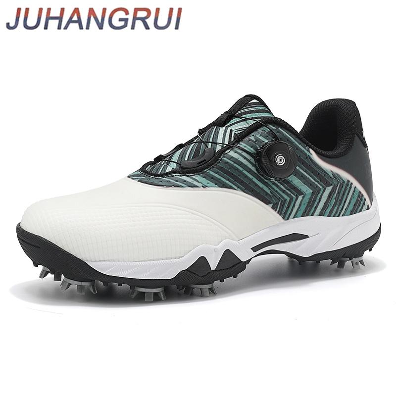 Professionelle Herren-Golfschuhe Fester Knopf Freizeit-Wettkampf-Trainingsschuhe Atmungsaktiv Unisex-Golfschuhe mit Spikes
