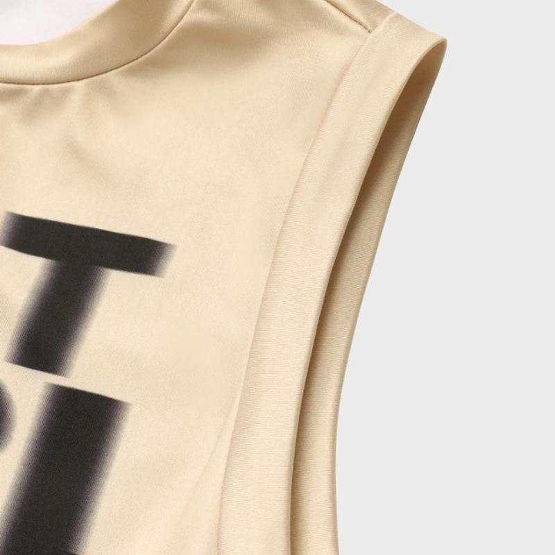 Europejski i amerykański retro Y2K top crop bez rękawów z nadrukiem literowym high street sexy hot girl na lato