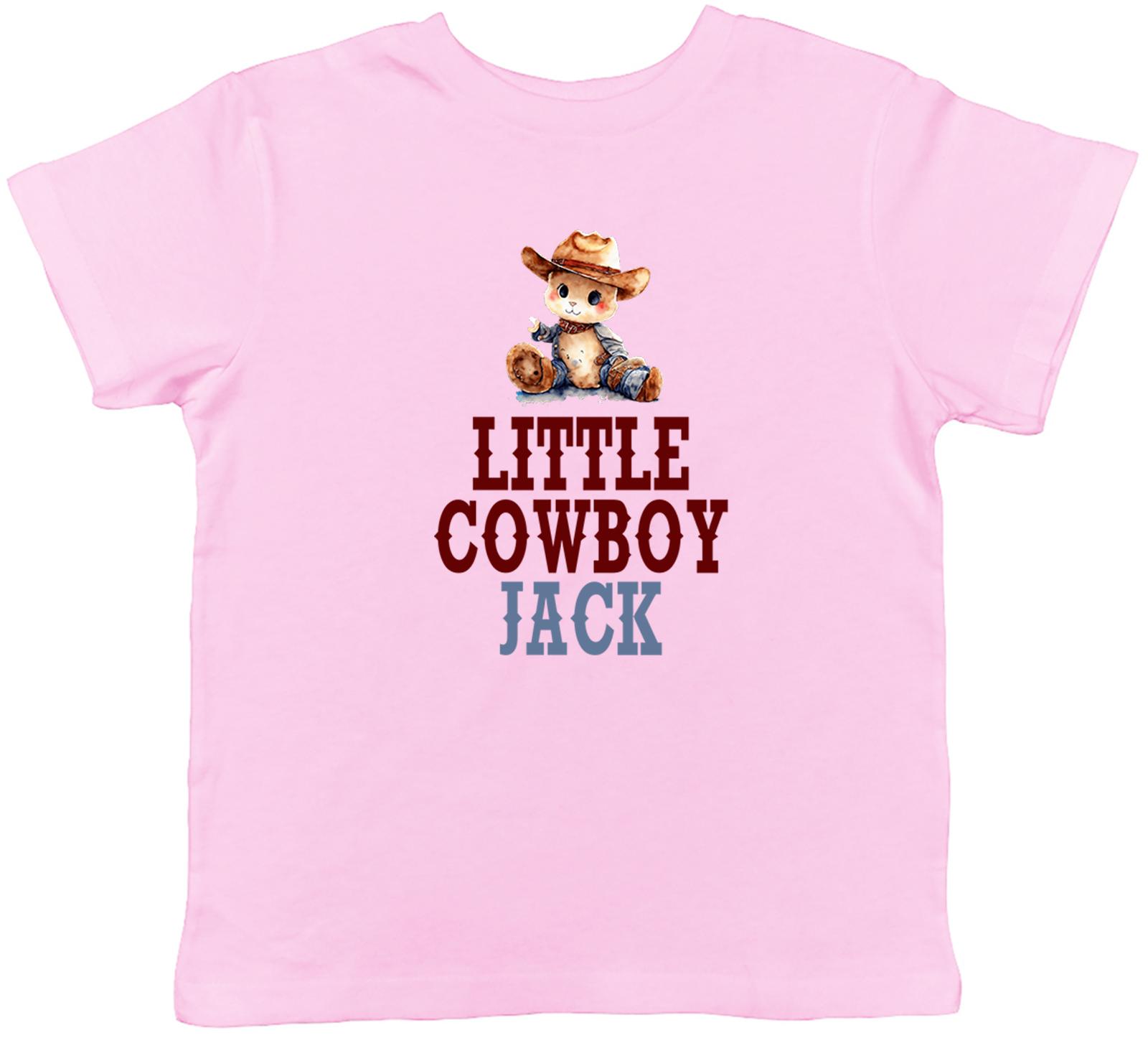 Personalised Little Cowboy Kids T-Shirt Teddy Wild West Hat Childrens Boys Girls 130