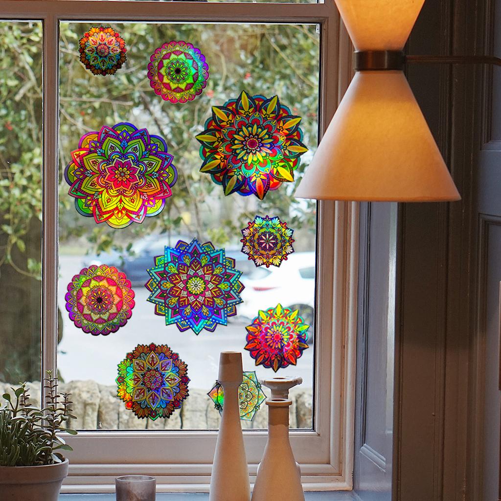Ls13502 Laser Material Farbverlauf Bunte Mandala Blume Wandaufkleber Betrachtungswinkel Unterschiedliche Muster und Farben