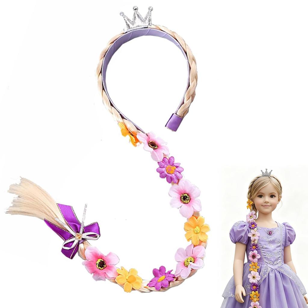 BOJIDO Rapunzel Stirnband Perücke, Prinzessinnen Haaraccessoire für Kinder, Geflochtenes Haarteil, Blondes Haar, Cosplay, Geburtstags-Requisite, Halloween, Weihnachten, Für Mädchen