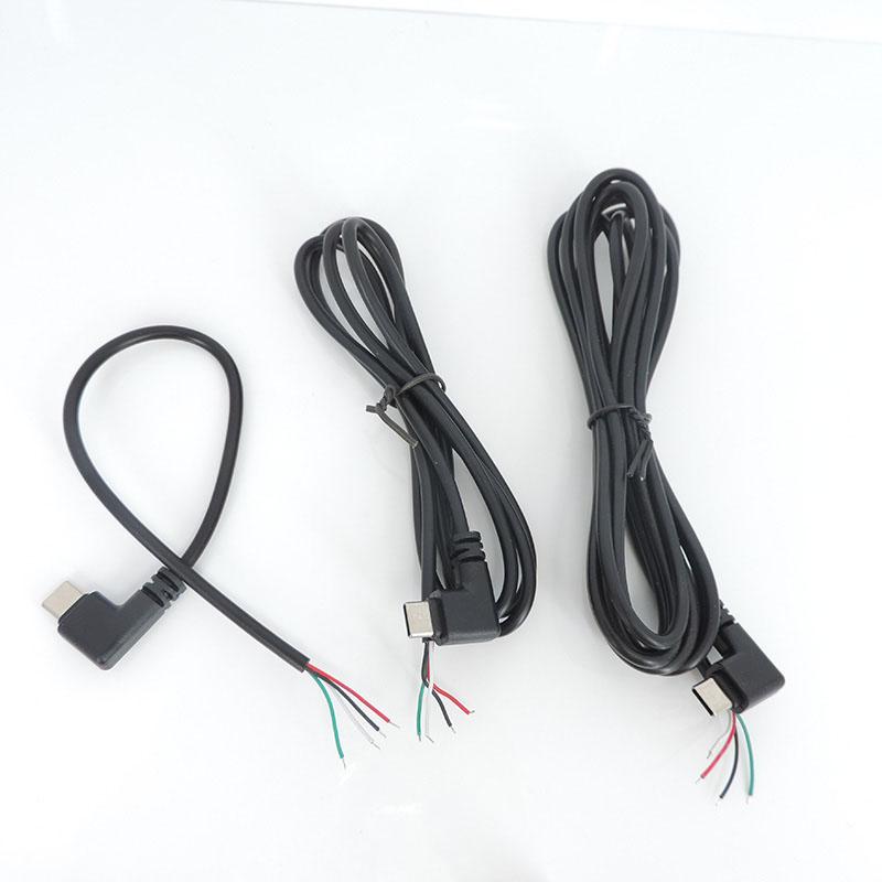 4 Stück 2/4-adriges Pin-Kabel USB 2.0 Typ C männlich weiblich Winkelstecker Typ C Kabelstecker rechtwinklig Stecker DIY Reparatur Daten Ladekabel