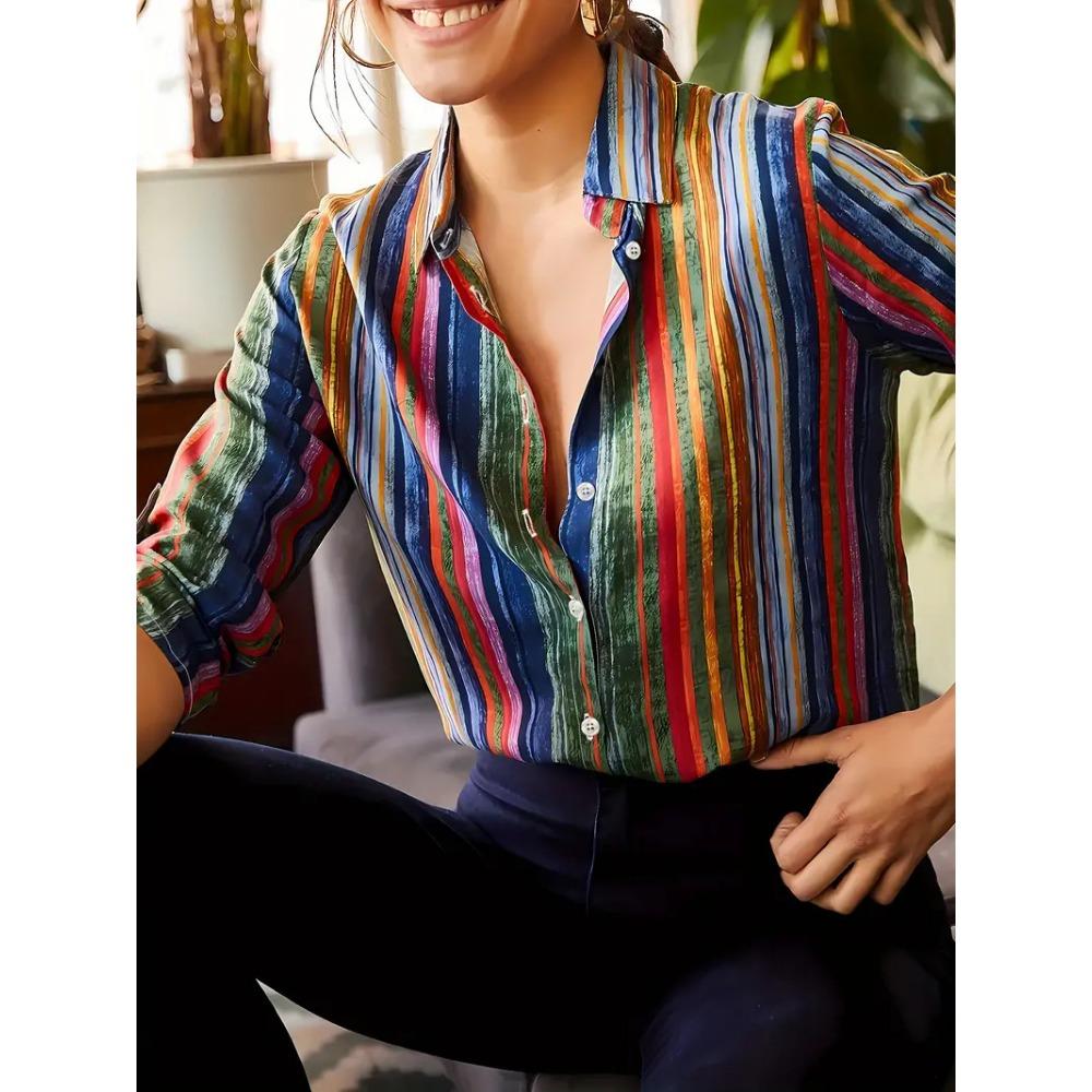 Women's Shirts Slim, Sexy, Soft and Comfortable Floral Long Sleeve Sun Shade Lapel Shirt New Women's 2024 Spring and Summer