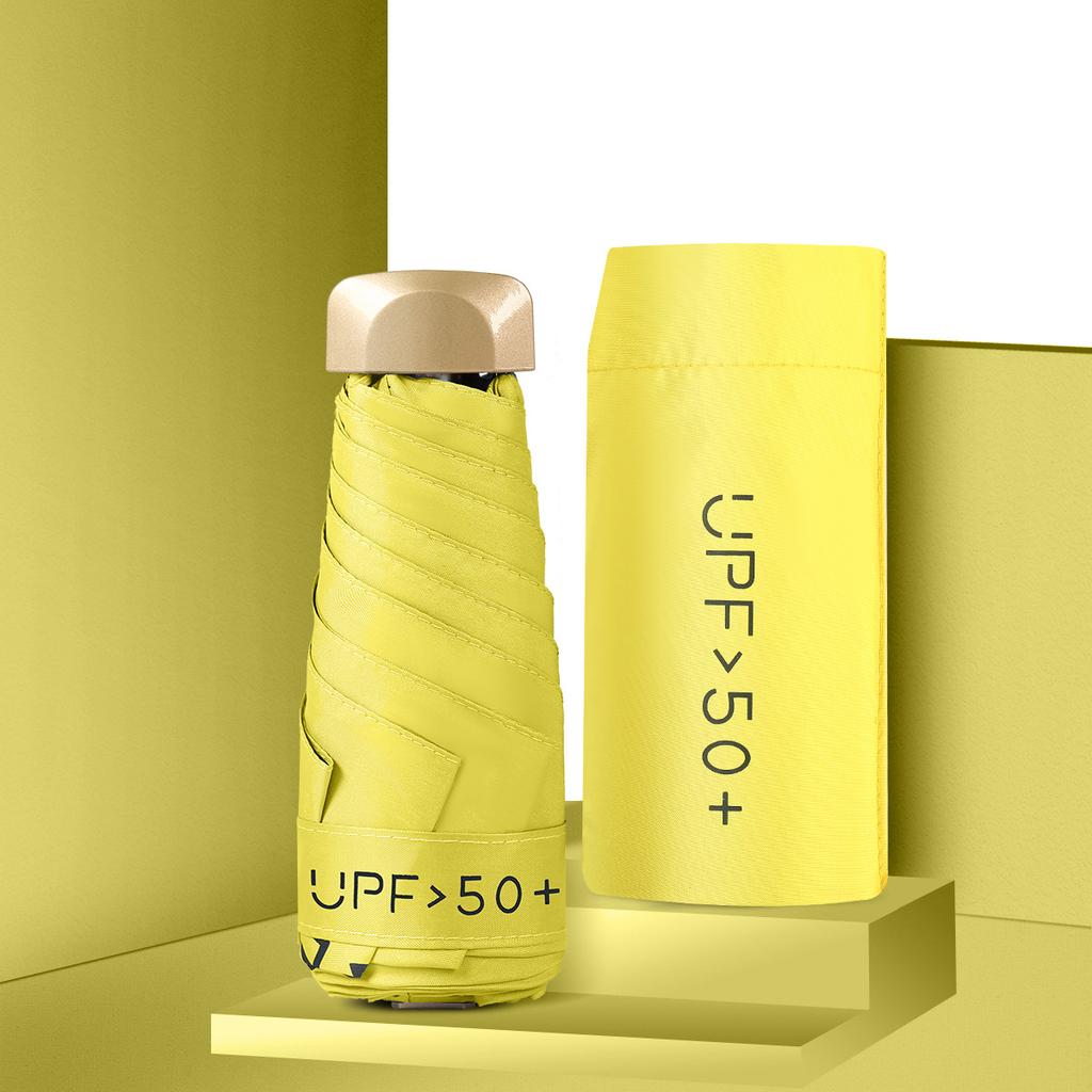 Mini Pocket Flat Umbrella UPF 50 Plus UV Protection 6 Ribs Foldable Portable Travel Sunshade Compact Flat Parasol