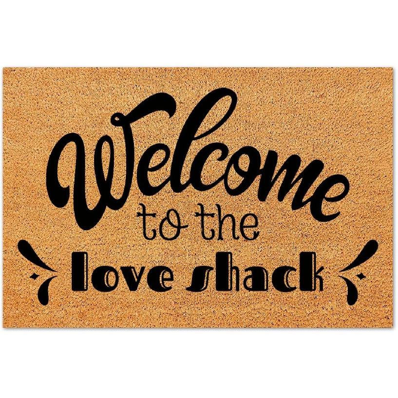 Welcome to The Love Shack Welcome Mats Outdoor with Heavy Duty Backing Coir Fiber Door Mat Personalized Entry Door Rugs for Entrance Pets Home Décor
