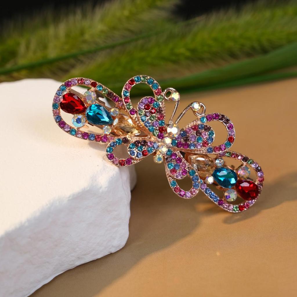 Große Schmetterling Kristall Haarspange im koreanischen Stil für Frauen - Elegantes Strass Kopfschmuck-Accessoire