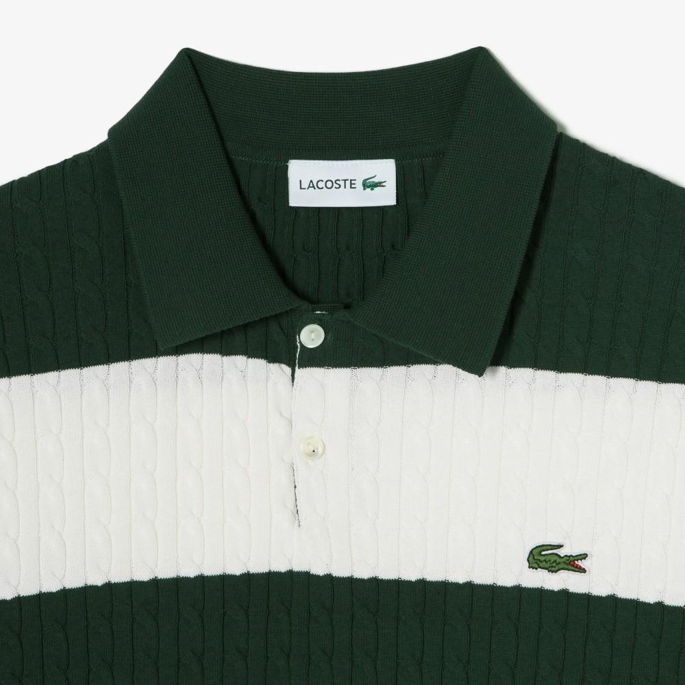 Lacoste Men's Cable Short Sleeve Sweater Polo Shirt PH368E-56G132