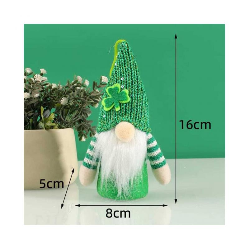 Elfen-Plüschdekorationen zum St. Patrick'S Day - 2er-Pack Grüne Gesichtslose Ältere Zwerge, Hängende Ornamente, Irische Festivalpuppe