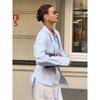 Fashion Cotton Strap Shirt for Women Spring Autumn Bandage Elegant Solid Color Slim Fit Top Commuting Casual Simple Long Sleeve Blouse Sweet Clothing