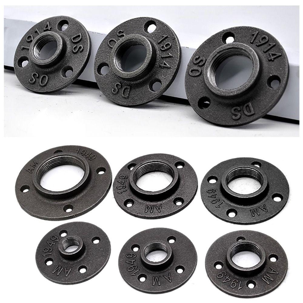 New Painted Floor Flange with Threaded Hole Industrial Vintage Style Iron Pipe Flange Black Flange Plate Home Hardware