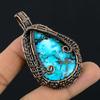 Tibetan Turquoise Pendant, 999 Copper Wire Wrapped Gemstone Jewelry, Handmade Pendant, For Thanksgiving