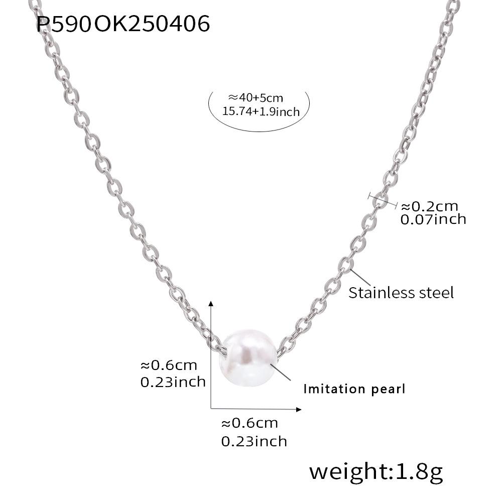 Qiong Yao Cool Bead Pendant Necklace: 18K Gold-Plated Stainless Steel Choker for Women