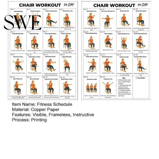 Tai Chi Stoel Workout Grafiek Poster 2 Stuks Oefeningen voor Senioren en Beginners 10x8 Inch Frameloos Fitnessschema met Zachte Zittende Houdingen Flexibiliteit