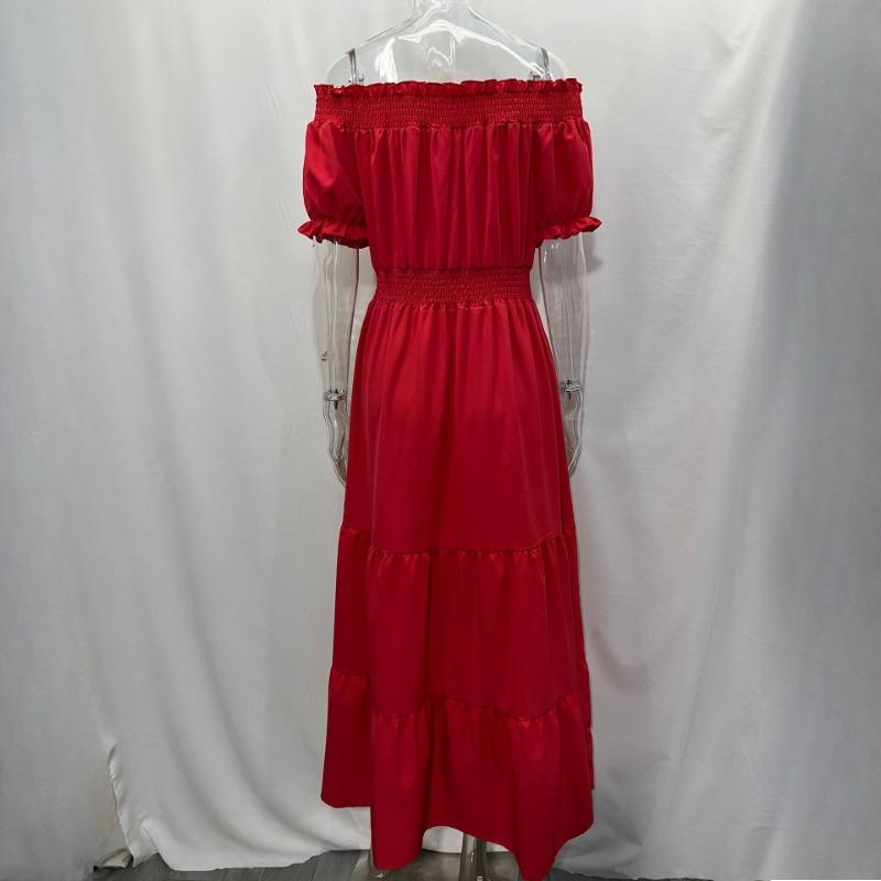 GMXIA Women's Dresses One Shoulder Spring Short Sleeve Long Dresses