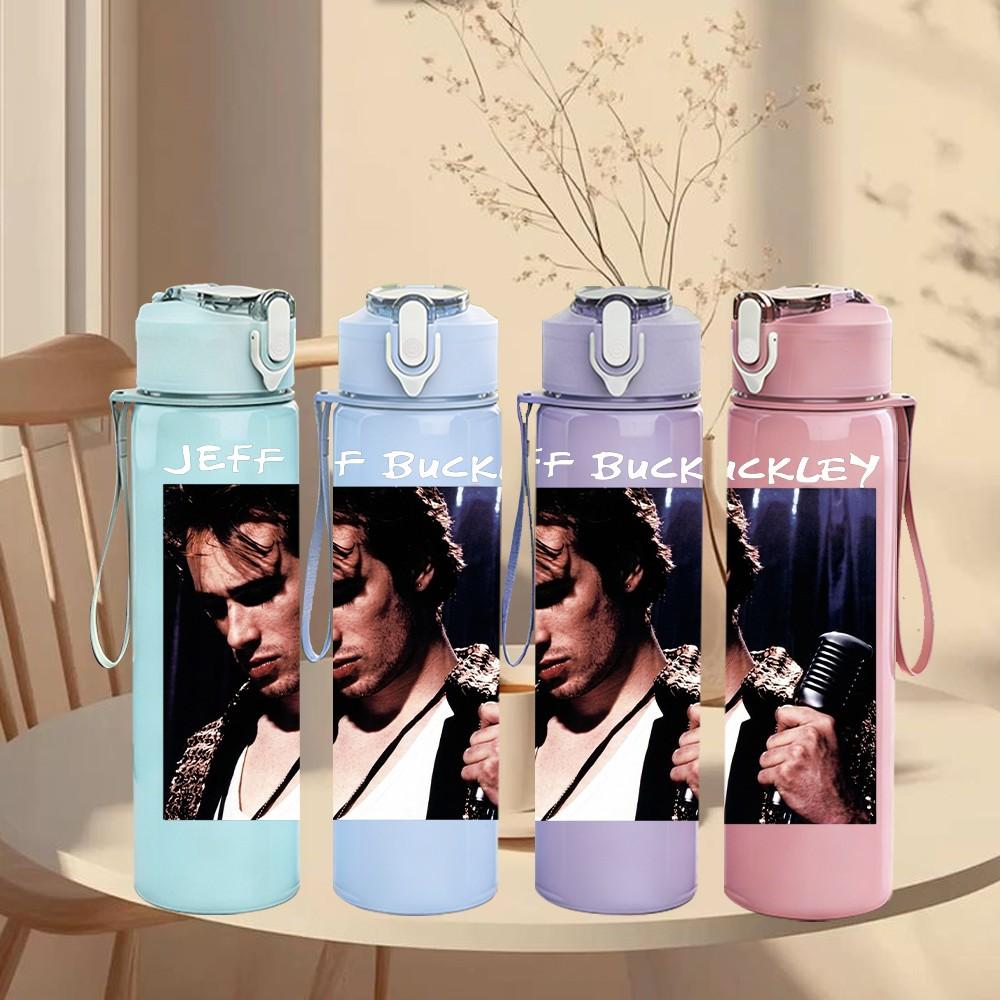 1PC Male Singer Portrait 750ml Sports Water Bottle Leakproof Straw Lid Outdoor Office Home