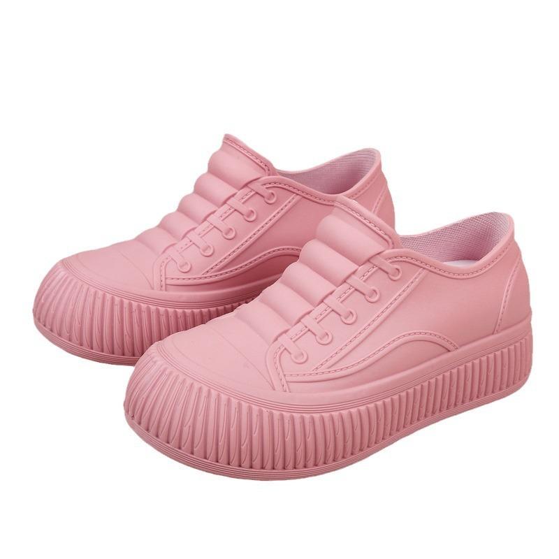 Inner height increase new women's waterproof shoes non-slip rain shoes fashionable and casual four-season short sleeve rubber shoes