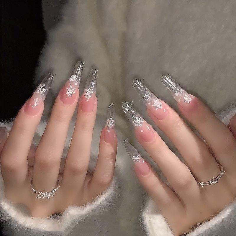 1 Sheet Christmas White Snowflakes Nail Stickers Snowflake Nail Decal Snowflake Xmas Slider