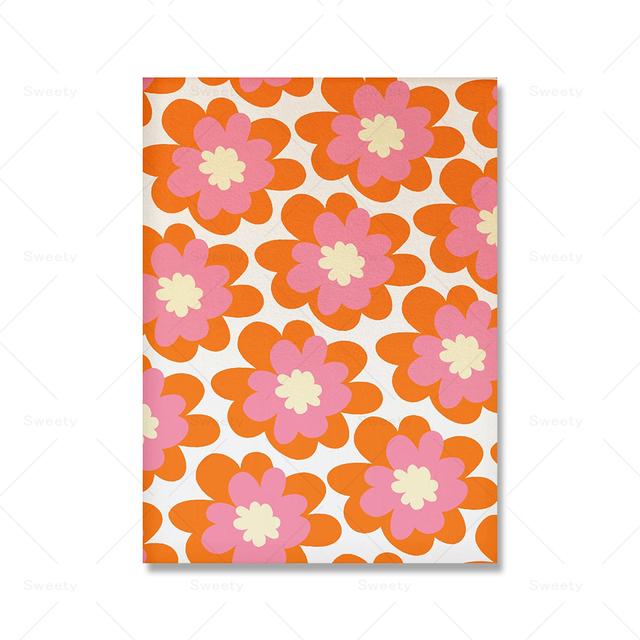 Pink and Orange Posters Dormitory Wall Art Painting Flowers Bright 70s Aesthetics Picture Nordic Living Room Home Decoration