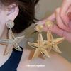 Silver Needle Metal Pleated Starfish Stud Earrings Niche Design Earrings Personality Trend Exaggerated Earrings Women