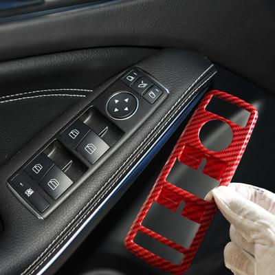Red Carbon Fiber Style Car Window Lift Button Frame For Mercedes Benz A B C E GLE GLA CLA GLK Class W176 W204 W212 W166