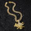 Gothic Bling 3D Pirate Skull Pendant Cuban Link Necklace 14K Gold Silver Plated Iced Punk Men Gift Statement Zinc Alloy Jewelry