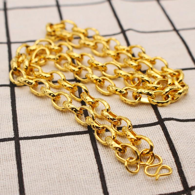 Durable Copper-Plated Gold Necklace, Sand Gold Design, Consistent Color, Masculine and Imposing, Fire-Tested for Quality.