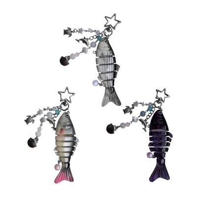 Realistic Fish Shaped Keychain Flexible Multi Joint Design Resin Accessory For Fishing Enthusiasts Outdoor Gift