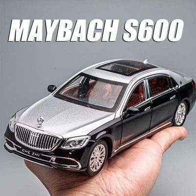 1:24 Mercedes-Benz Maybach GLS600 Modellauto aus Legierung, Druckguss-Spielzeugauto, Simulation von Ton und Licht, Blue-Ray-Musik, Fahrzeug, Spielzeugmodell, Geschenk für Jungen