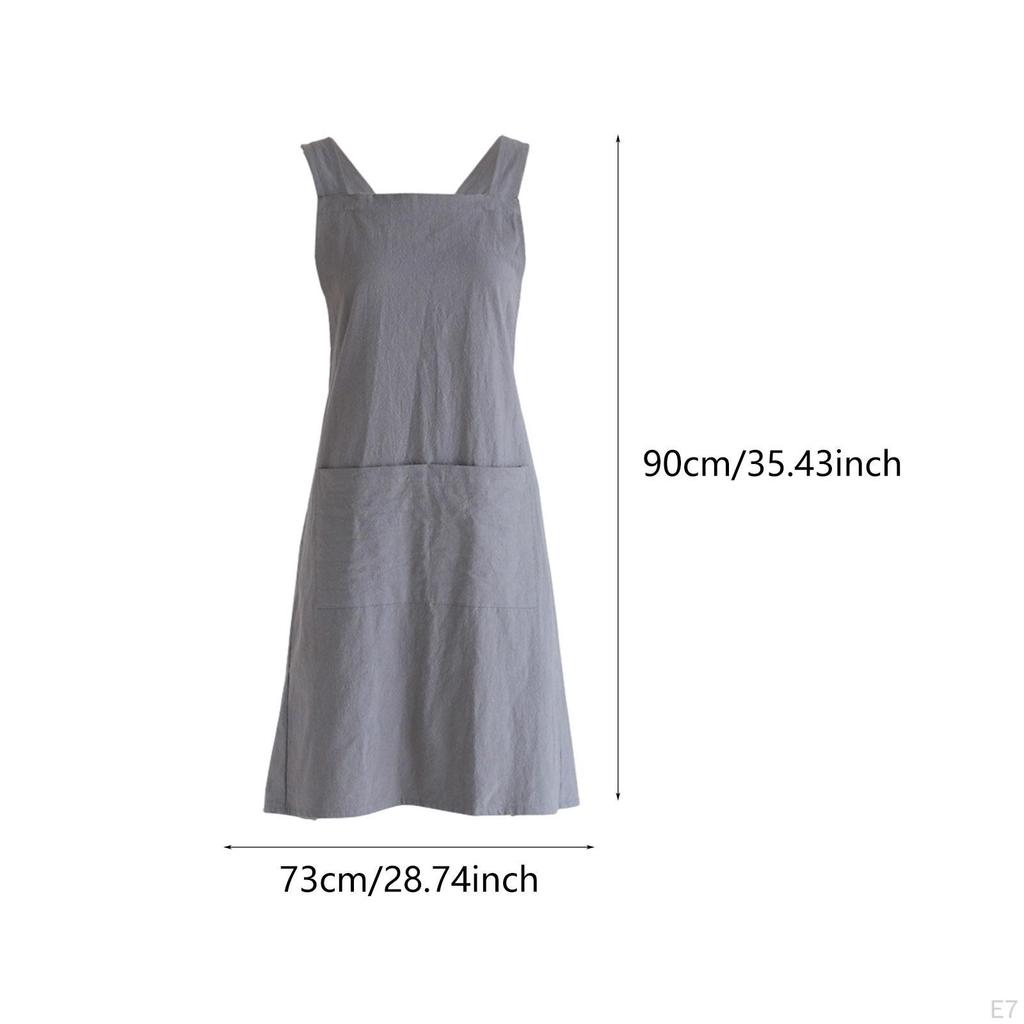 Cotton Kitchen Apron with Cross Back Design, Pinafore for Crafting