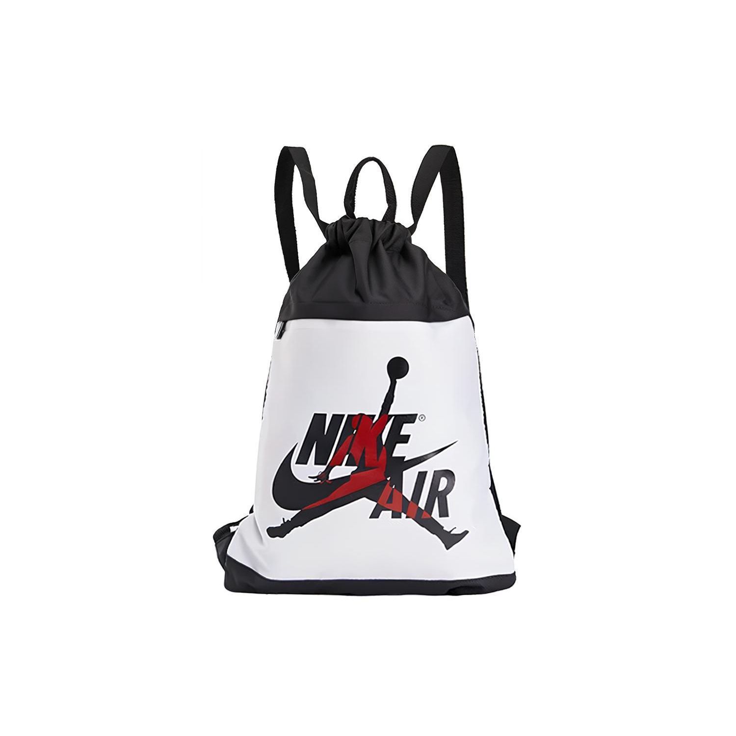 Jordan Air Logo Large Capacity Sports Leisure Storage Drawstring Bag Unisex Backpack Black White JD933037GS-002 Black White
