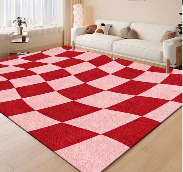 Black White Checkerboard Rug  Modern Chessboard Pattern Carpet  Gamer Room Rug  Retro Checkered Floor Decoration Rug