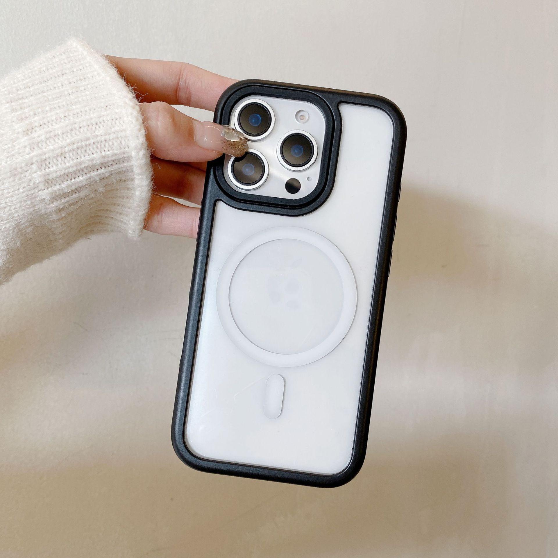 

Высококачественный чехол для мобильного телефона цвета макарон, подходит для Apple 15promax, магнитный защитный чехол, чехол для iPhone 16 14 Apple 16 чёрный