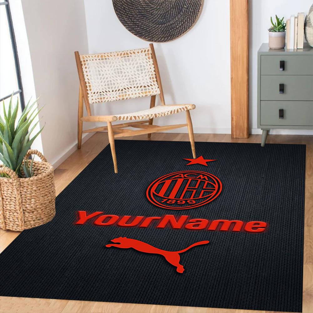 Ac Milan Customized Name Floor Rug Office Rug Perfect for Kitchen Balcony Decorate room Game Room Anti-slip Rug Office home decor Wedding Party Gift