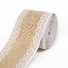 Jute Cloth Roll with White Lace Craft for Home Decoration Packaging 2M/Roll