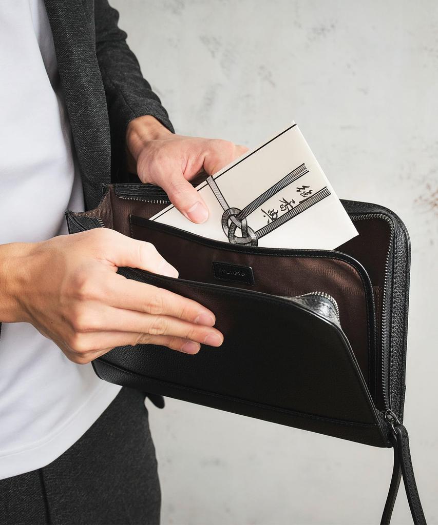 Shrink Leather Clutch Bag Second Ceremonial Genuine [Milagro] (Men's Bag, Bag, Black, Formal, Handbag, Bridal, Occasions, Leather, Black, Men's)