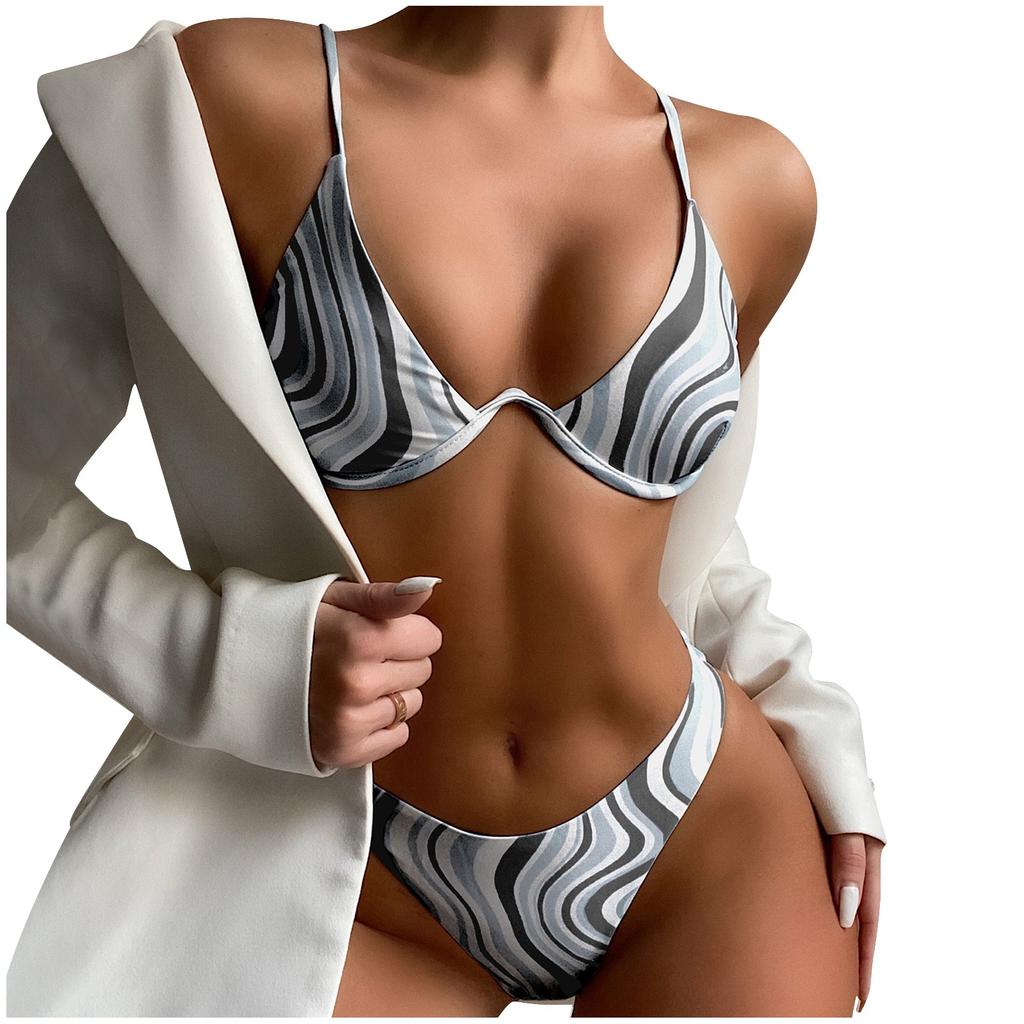 Women's Two Piece Bikini Swimsuit with Underwire Support Adjustable Straps and High Cut Bottoms for Beach Pool Swimwear