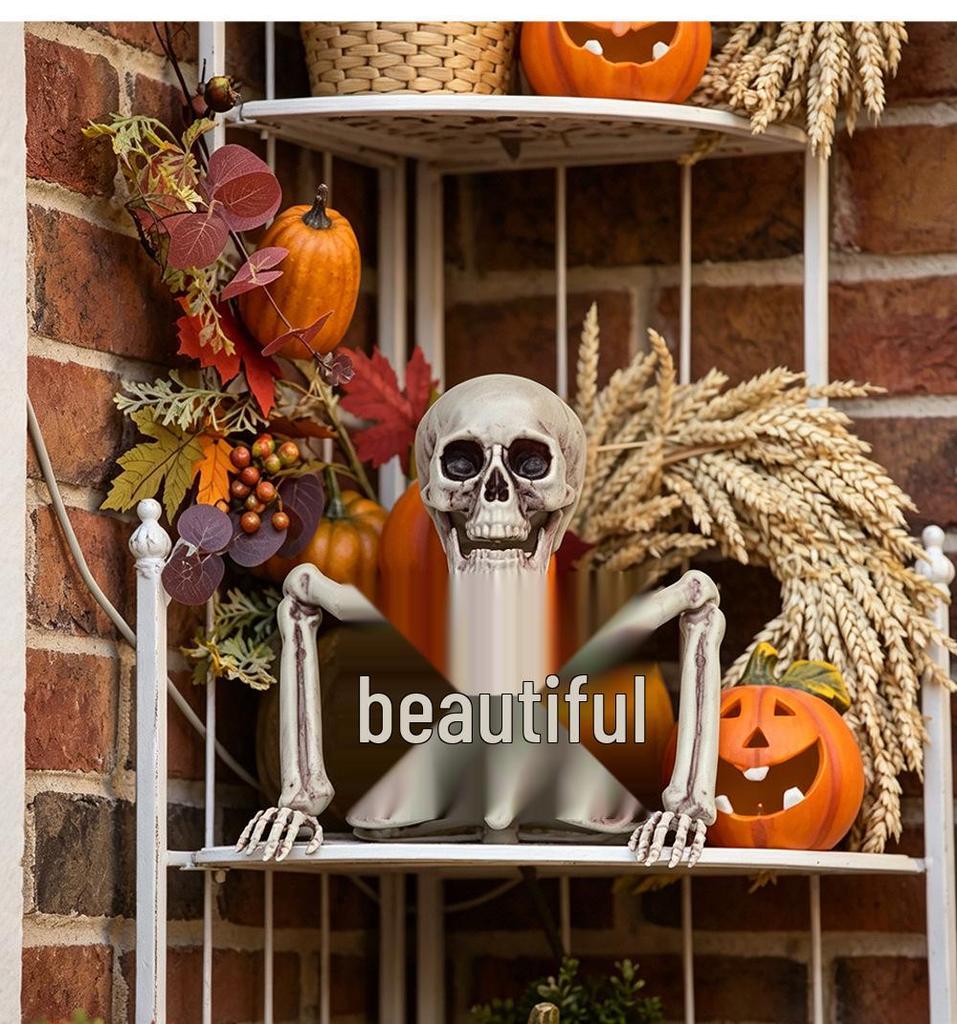 Decorazione scheletro da giardino per Halloween: Decorazione realistica a mezzo busto di teschio per esposizione da giardino a tema horror