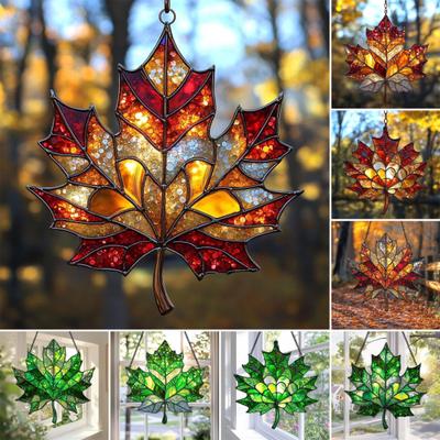 Akçaağaç Yaprağı Sonbahar Süsü Pencere Askısı Sonbahar Yaprağı Güneşlik Vitray Duvar Sanatı Şükran Günü Sonbahar İç Mekan Dış Mekan Ev Dekorasyonu