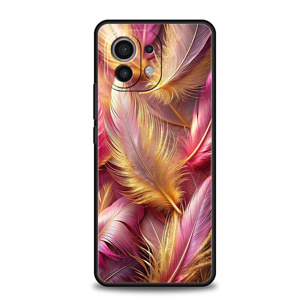 Phone Case Cover for Xiaomi Mi 15 14 13 12 11 Ultra 14T 13T 12T 11T 10T Pro Lite Soft TPU Capas Fashion Gradient Feather Pattern