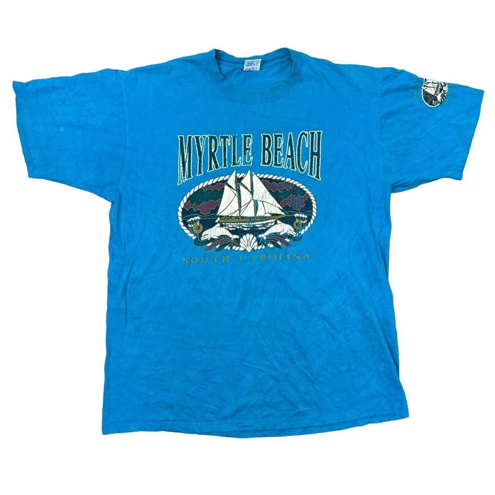 Vintage T-shirt Jerzees USA Graphic Print 90s Blue Mens