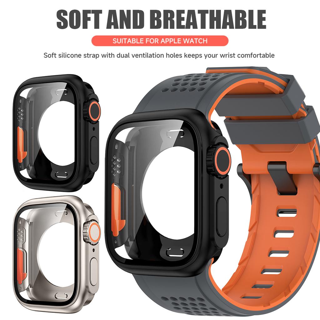 Silicone Band PC Case+Strap Screen Protective Cover for Watch 11 10 9 8 7 6 SE3 46mm 44mm 45mm Change To Ultra 3/2 49mm