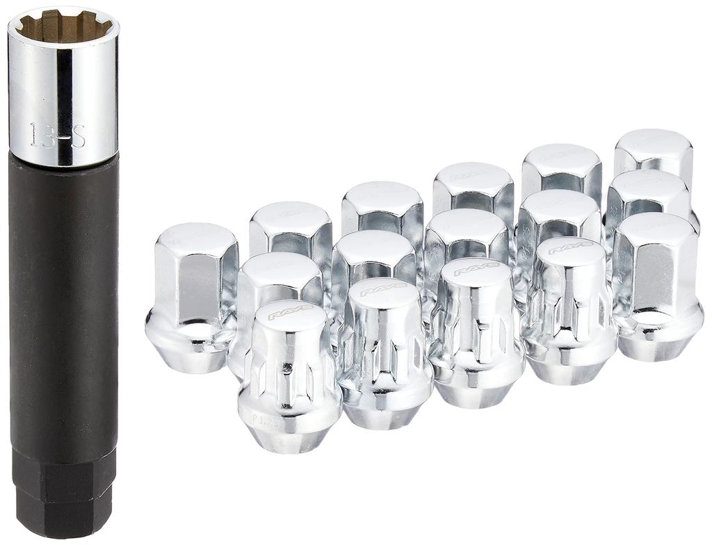 RAYS Lock Nut Set M12 x CP 74082000003CP 17-Hex & (for 4-Hole Drives) 1.25 (Plated)