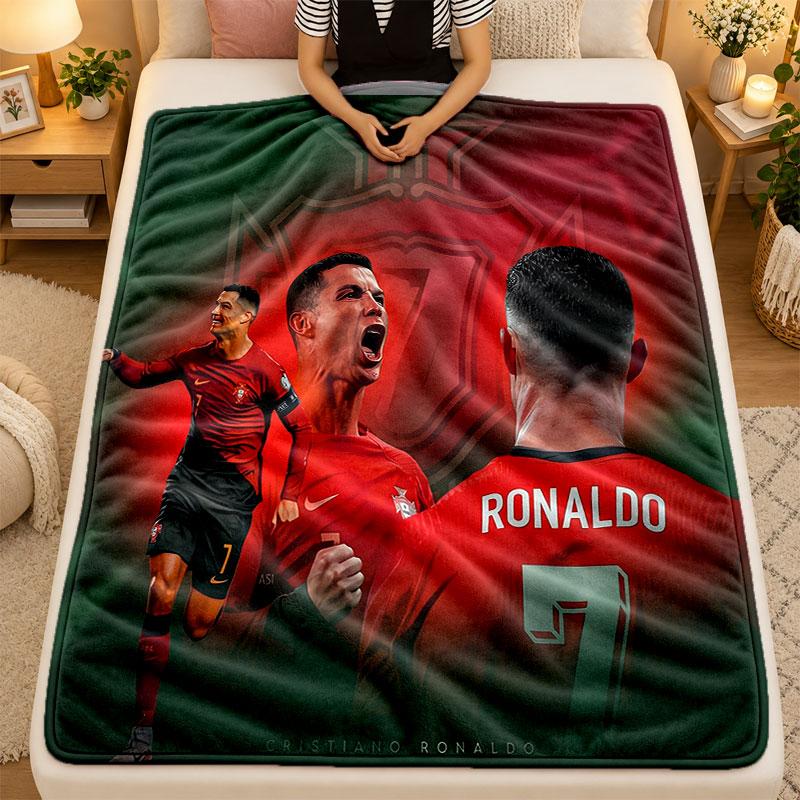 Koc Flanelowy Cristiano Ronaldo Ciepły Miękki Koc Rzutowy do Użytku Wewnętrznego Sofa Łóżko Salon