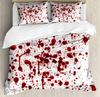 Halloween King Queen Duvet Cover Horror Blood Hand Bedding Set For Teens Scary Red Blood Stains 2/3pcs Polyester Quilt Cover